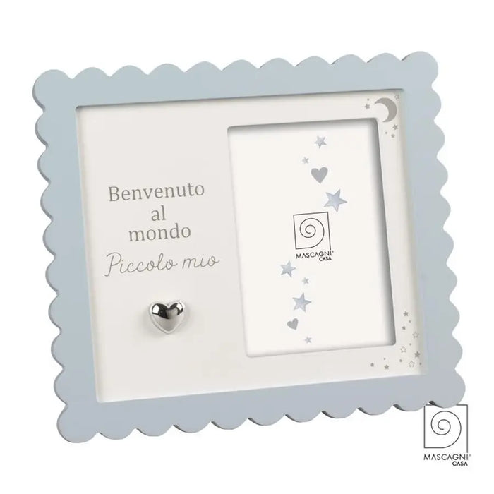 Mascagni cornice in mdf azzurra con cuore in metallo (9x13) - Art. MM1004 A