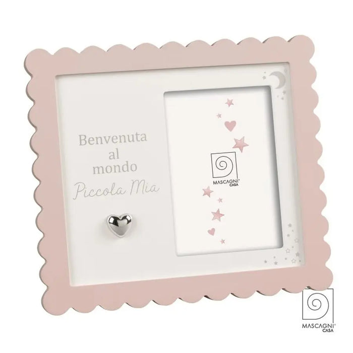 Mascagni cornice in mdf rosa con cuore in metallo (9x13) - Art. MM1004 R