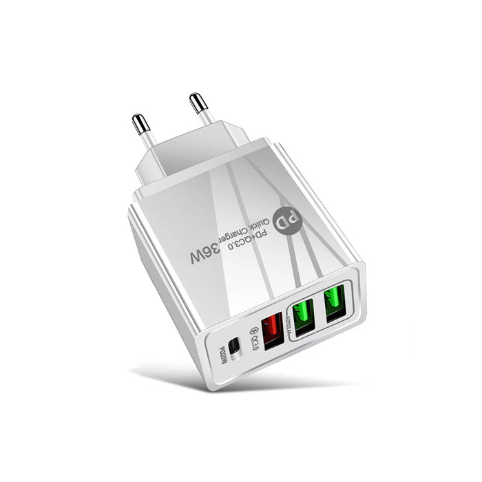 OneGear action charger 3 porte USB 3 + PD QC3.0 36W - (Bianco)