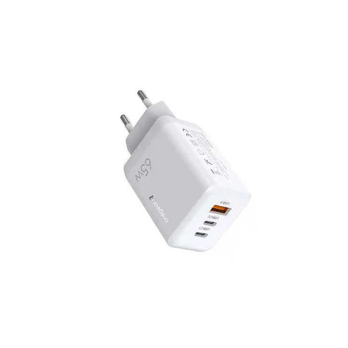 OneGear Action Charger 65W 3 porte (1 USB 2 Type C) - Bianco